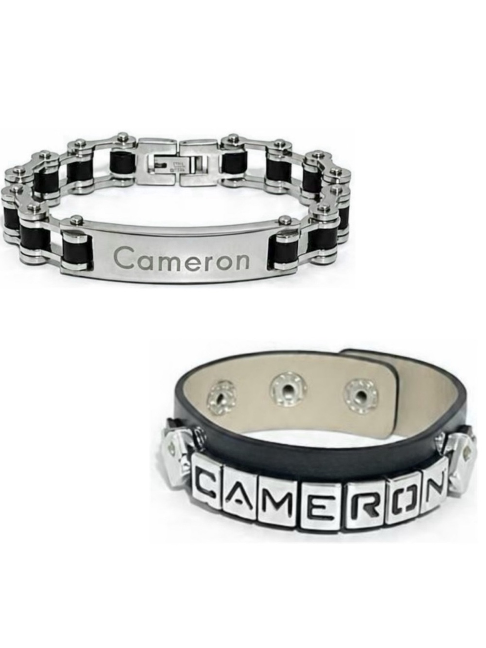Cameron Chain ID Bracelet & Leather Snap Bracelet